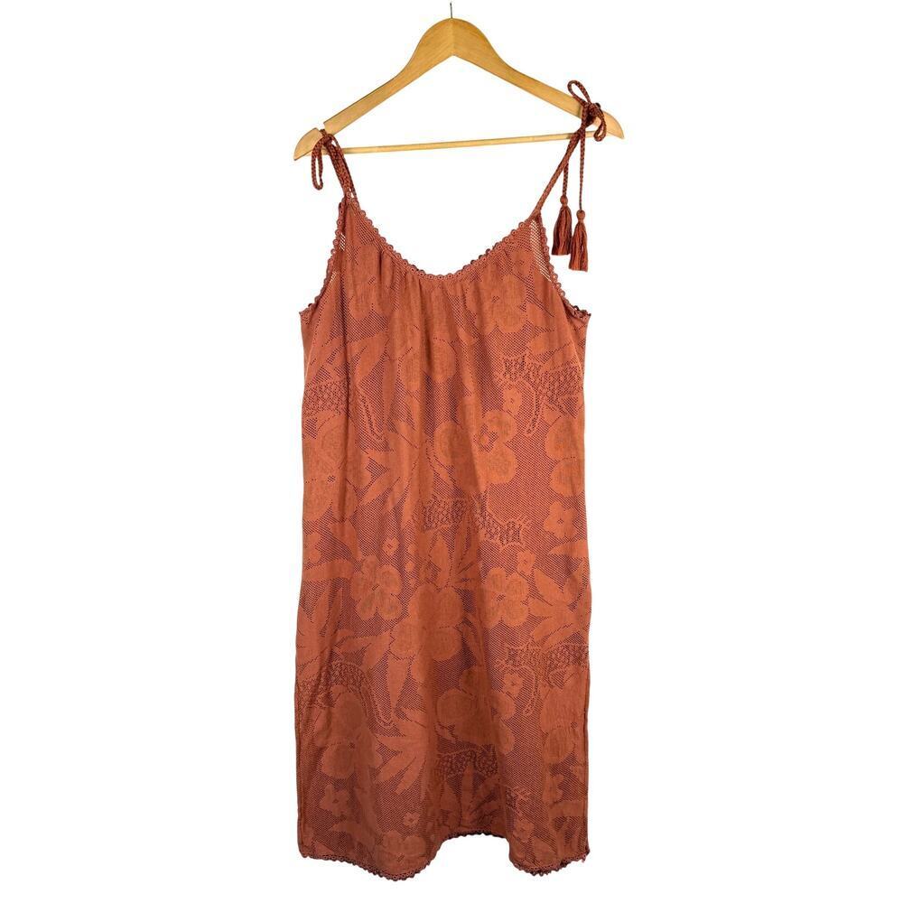 Aerie Rust Orange Canyon Creek Lightweight Swim Cover-up Midi Dress Size Medium